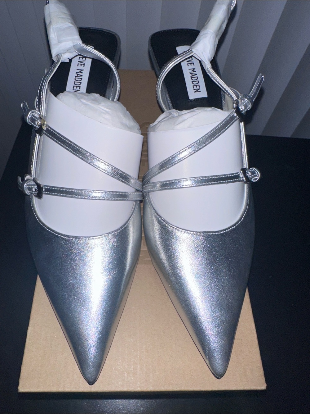 Steve Madden Silver kitten heels